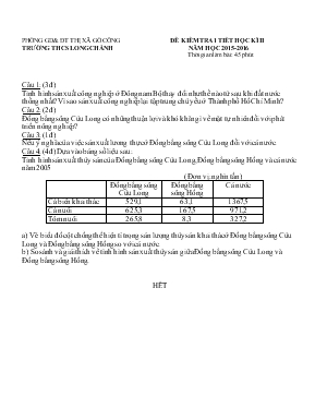 Đề kiểm tra 1 tiết học kì II năm học 2015-2016 thời gian làm bài 45 phút